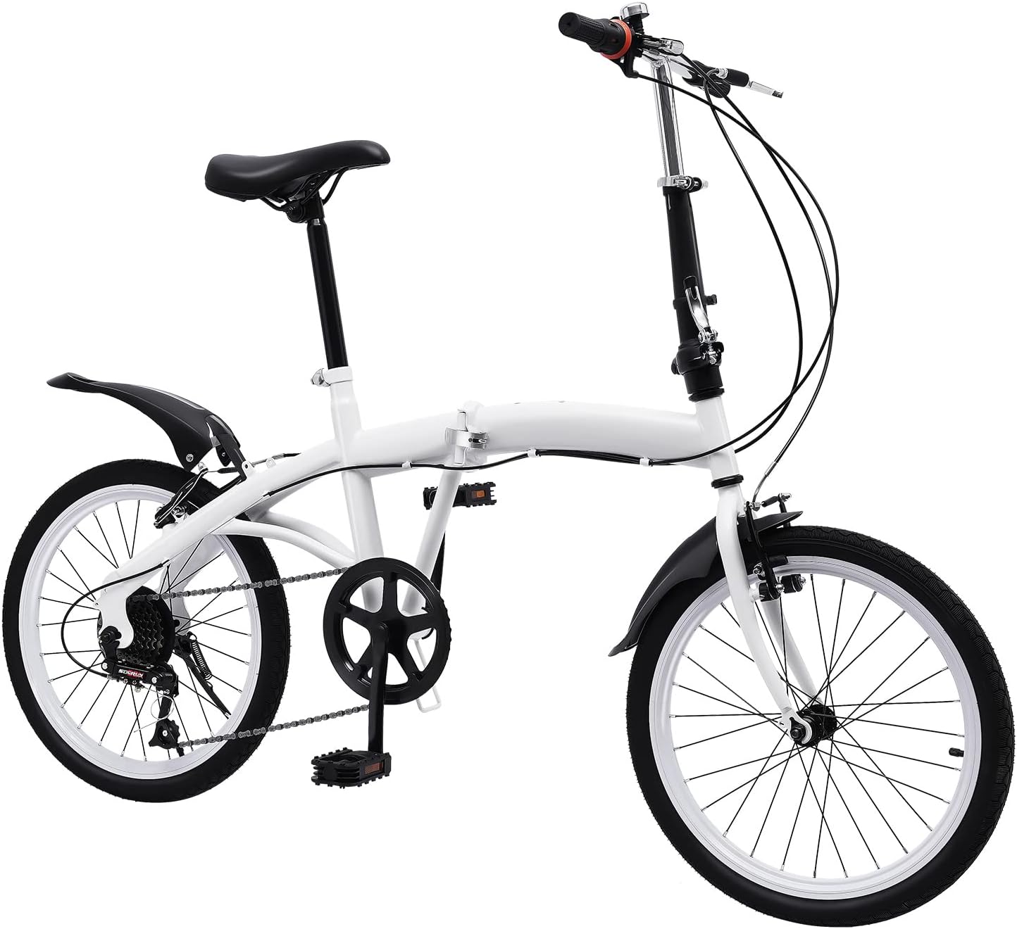 Bicicletta pieghevole da 20 pollici, 7 marce, capacità di carico 90 kg, ultraleggera, 13 kg, con doppio freno a V, pieghevole, per adulti, in acciaio cromato
