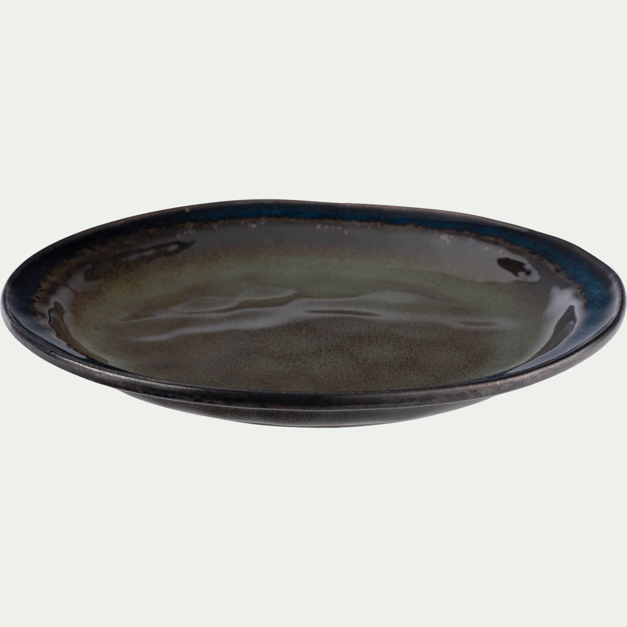 JADE - Assiette à dessert en grès D20,5cm - vert cèdre