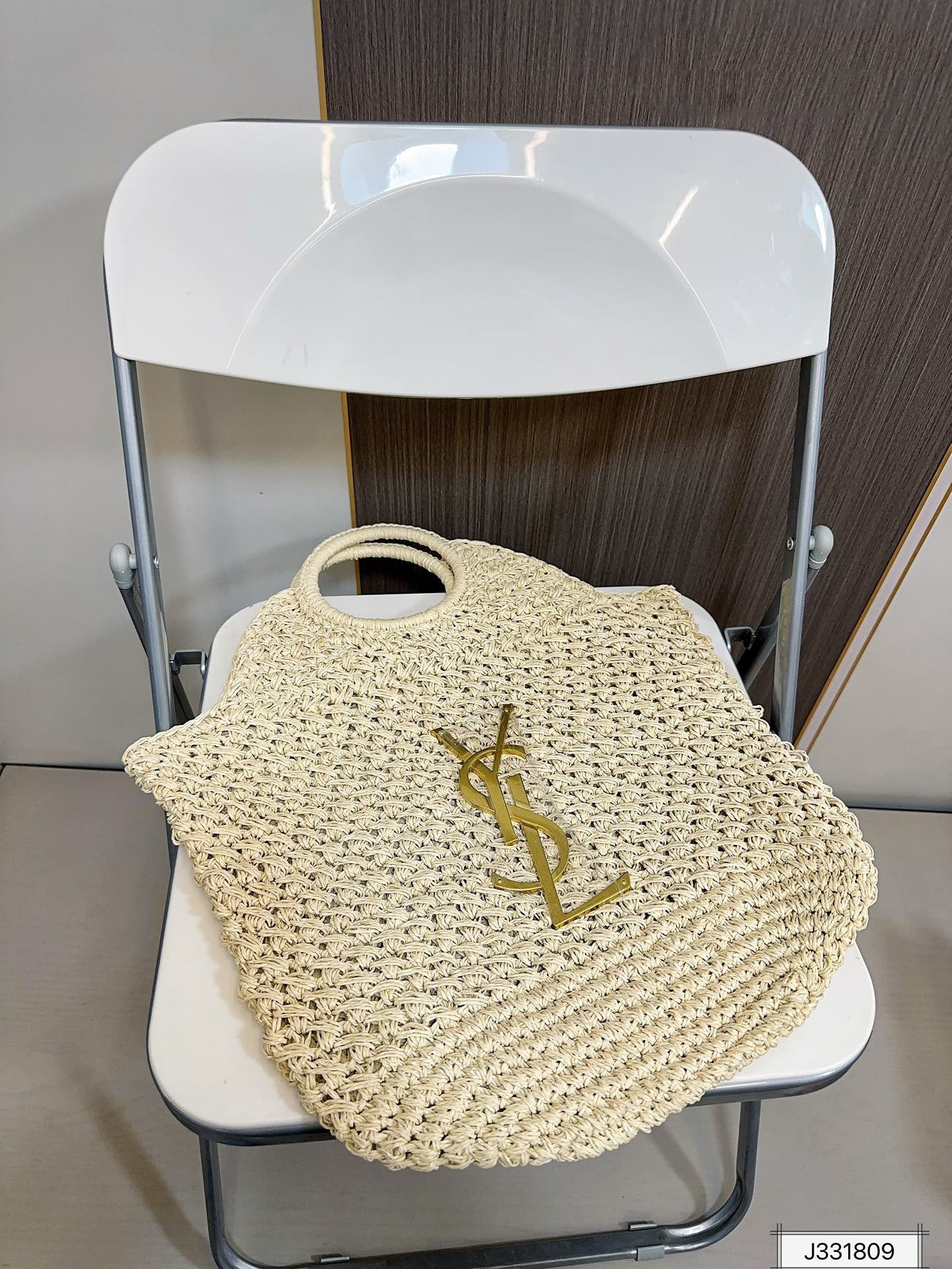 YSL SAINT LAURENT Summer Raffia Tote Bag 41x37cm - Top Club