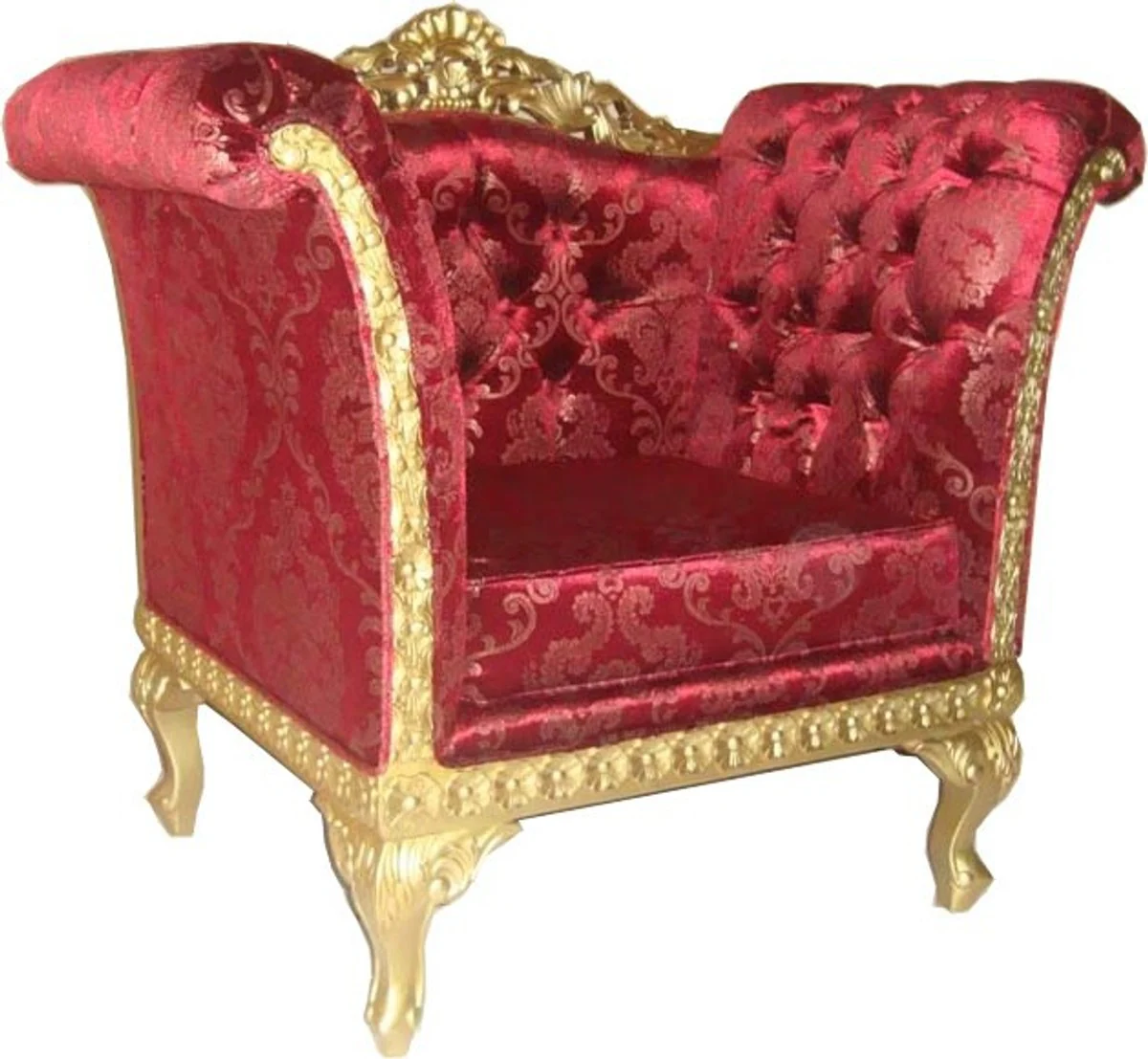 Baroque Lounge Chair Bordeaux Red / Gold Furniture Antique Style - Living Room Club Furniture Armchair