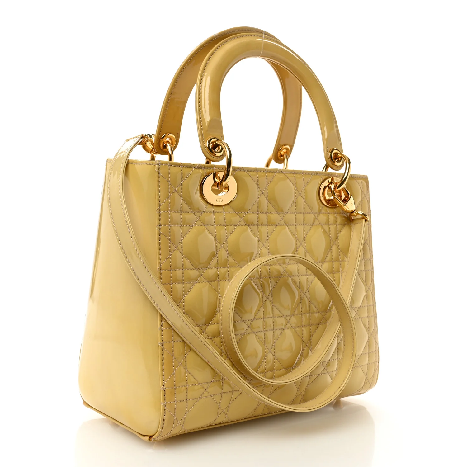Patent Cannage Medium Lady Dior Beige - Top Club