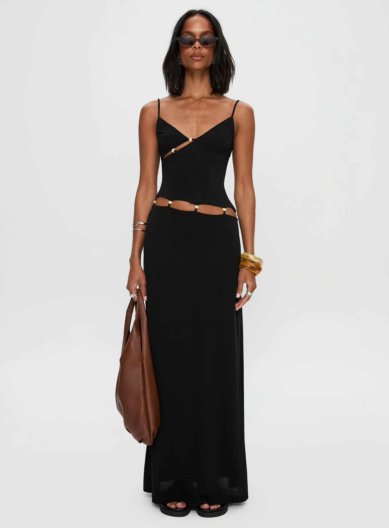 Allspice Beaded Maxi Dress Black