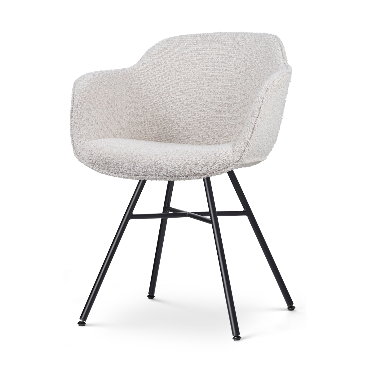 Eetkamerstoel Noa-Mare bouclé beige - zwart onderstel