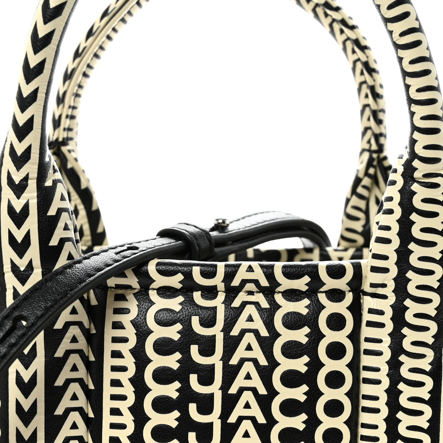 Calfskin Small The Monogram Tote Black White - Top Club