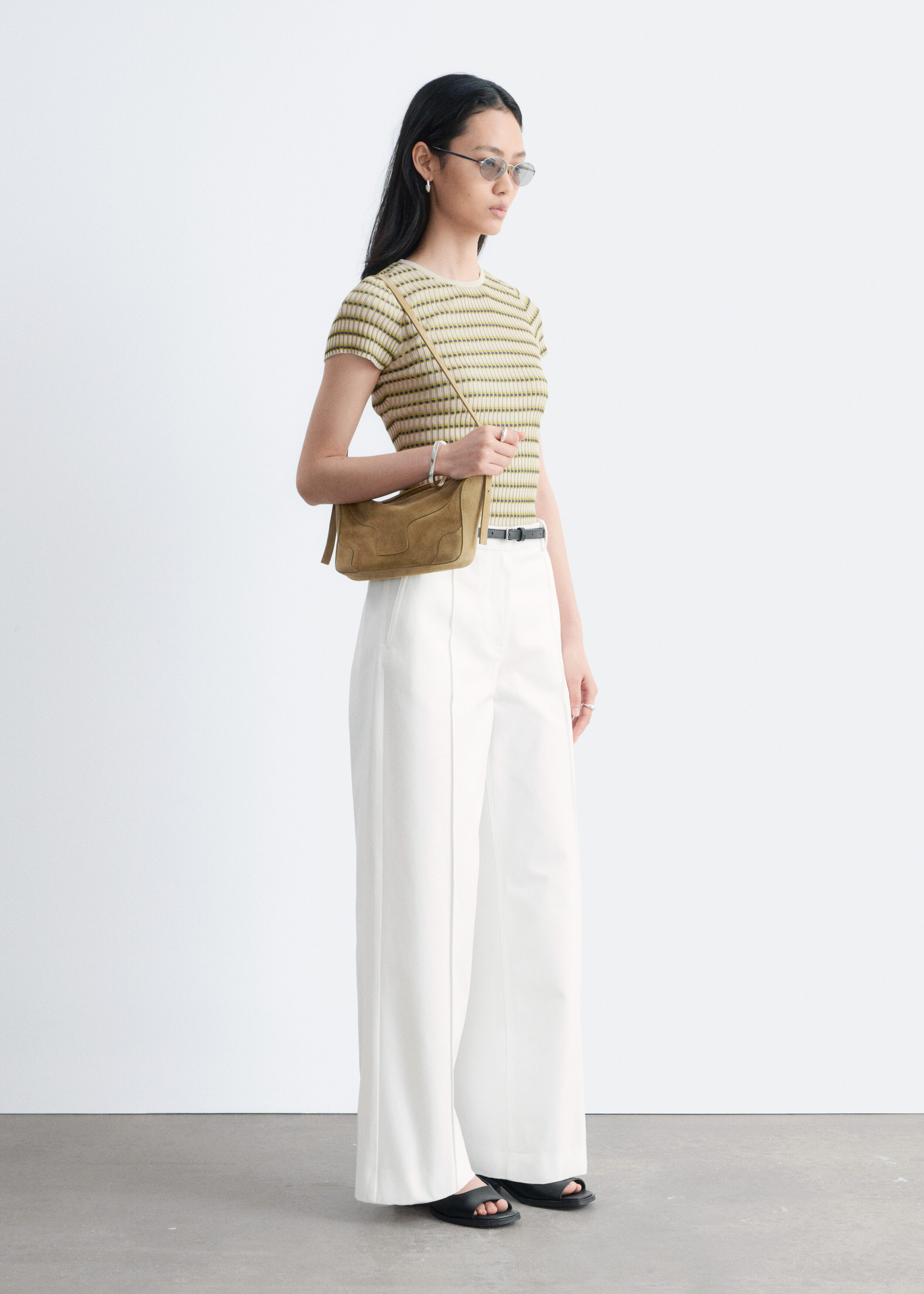 & Other Stories STRIPED RIB-KNIT T-SHIRT