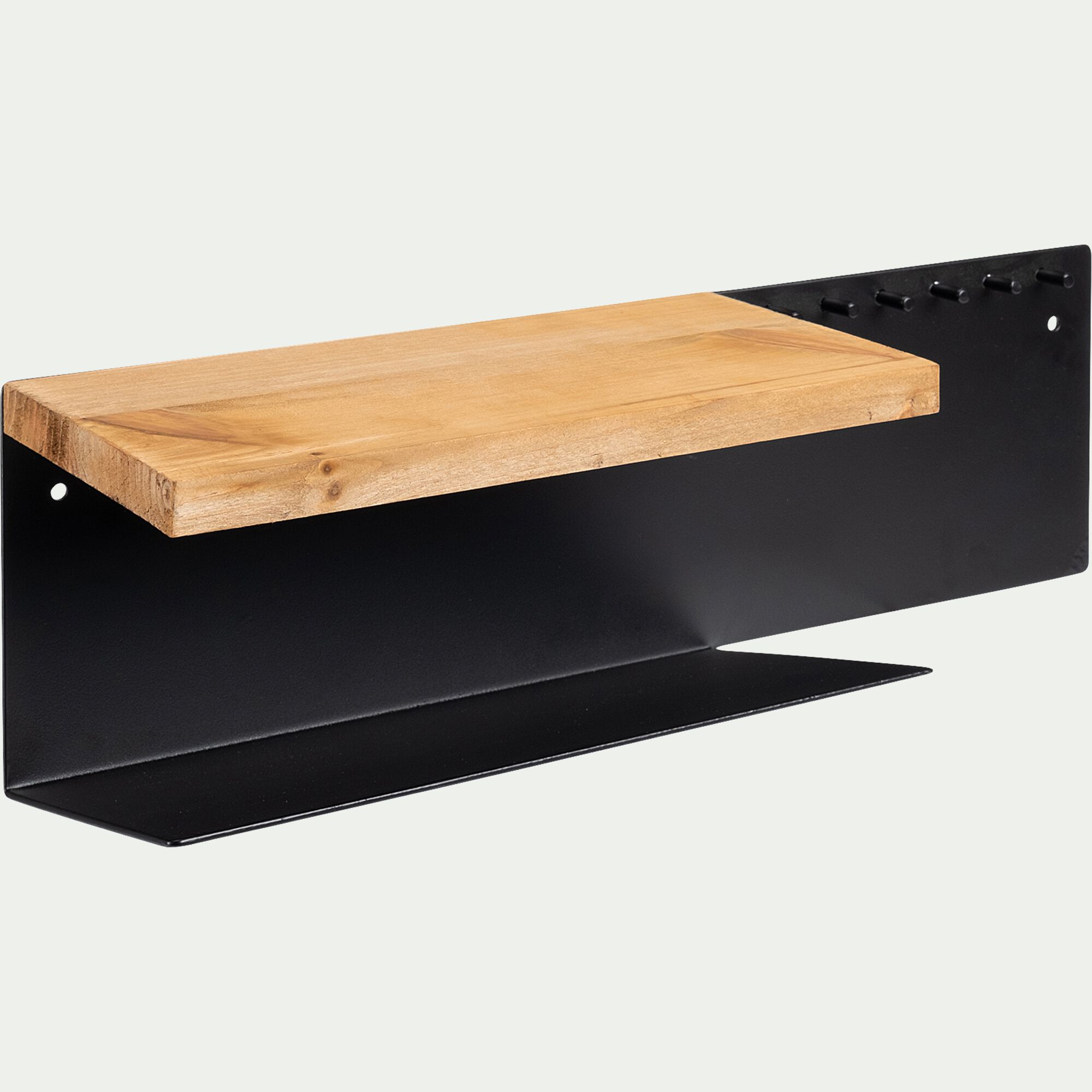 VIGNERA - Etagère murale en pin et métal - noir L50xl15,5xH15cm
