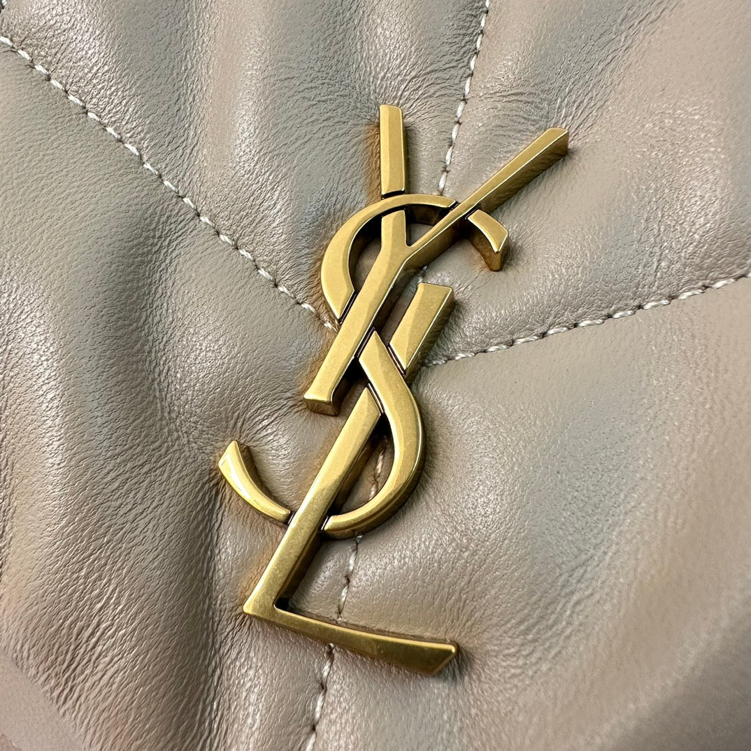 YSL  Loulou Puffer Toy Bag In Quilted Lambskin Beige Size 23x15.5x8.5 - Top Club