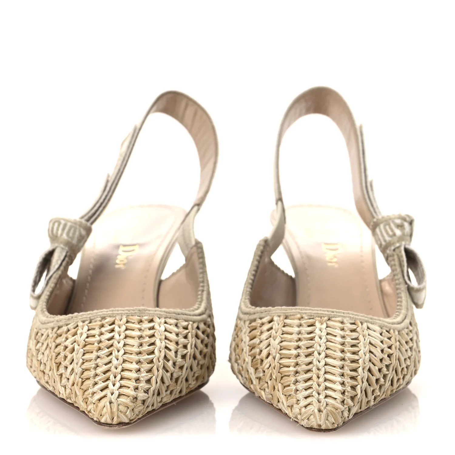 Raffia Embroidered J'Adior Slingback 65mm Pumps 36 Taupe - Top Club