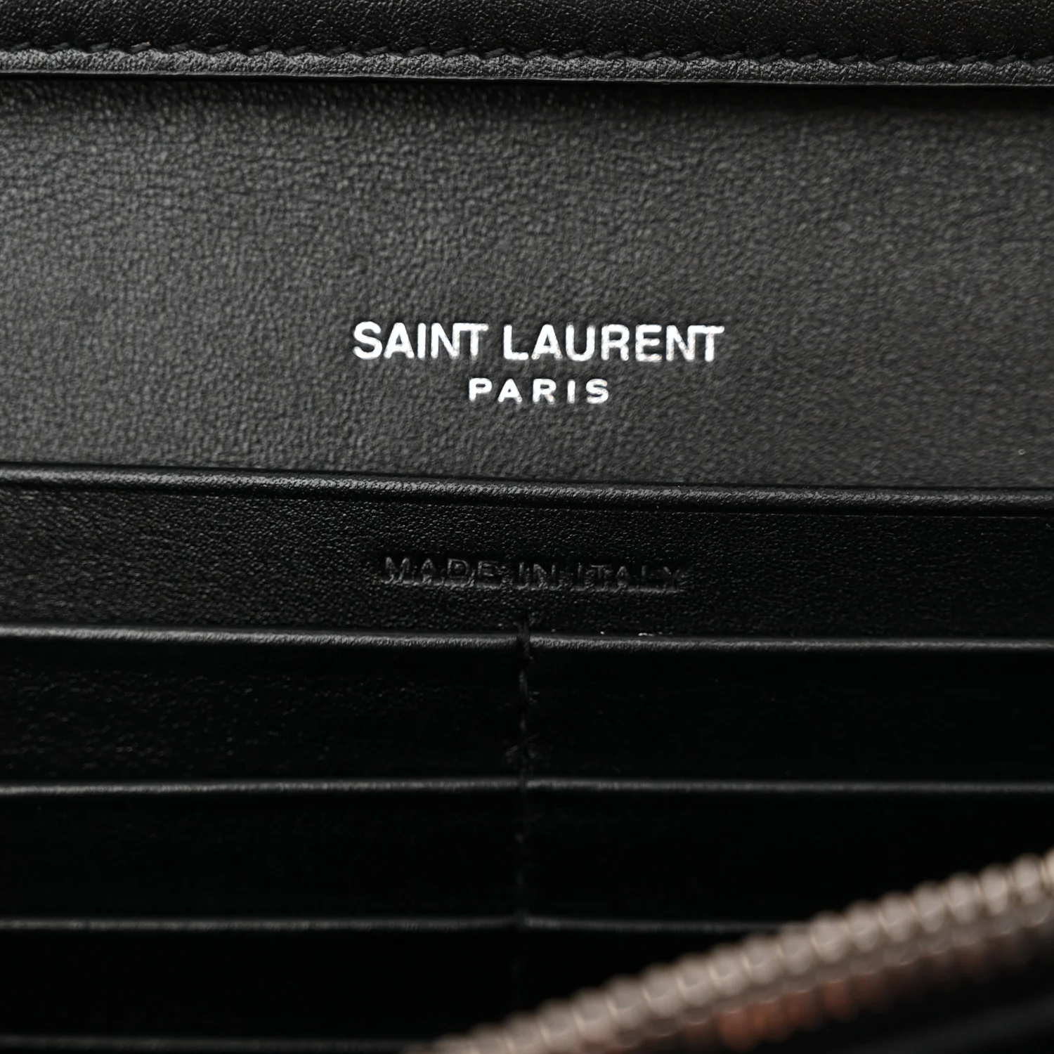 Glazed Calfskin Cassandre Wallet On Chain WOC Black - Top Club