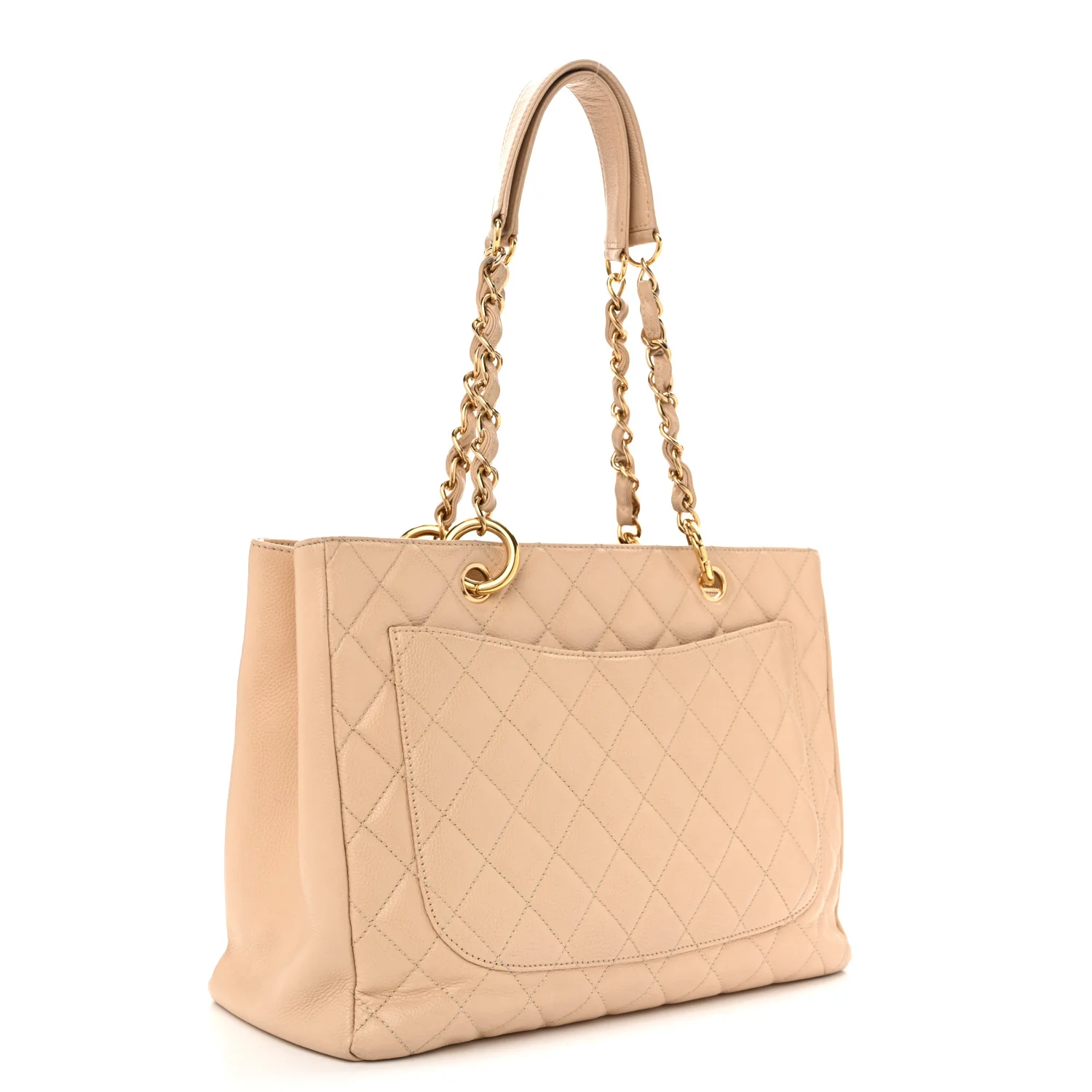 Caviar Quilted Grand Shopping Tote GST Beige Clair - Top Club