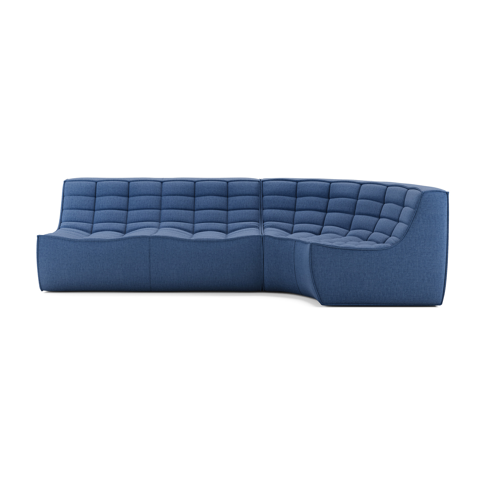 Modulaire bank N701 blue set 2 seat 90° ronde hoek