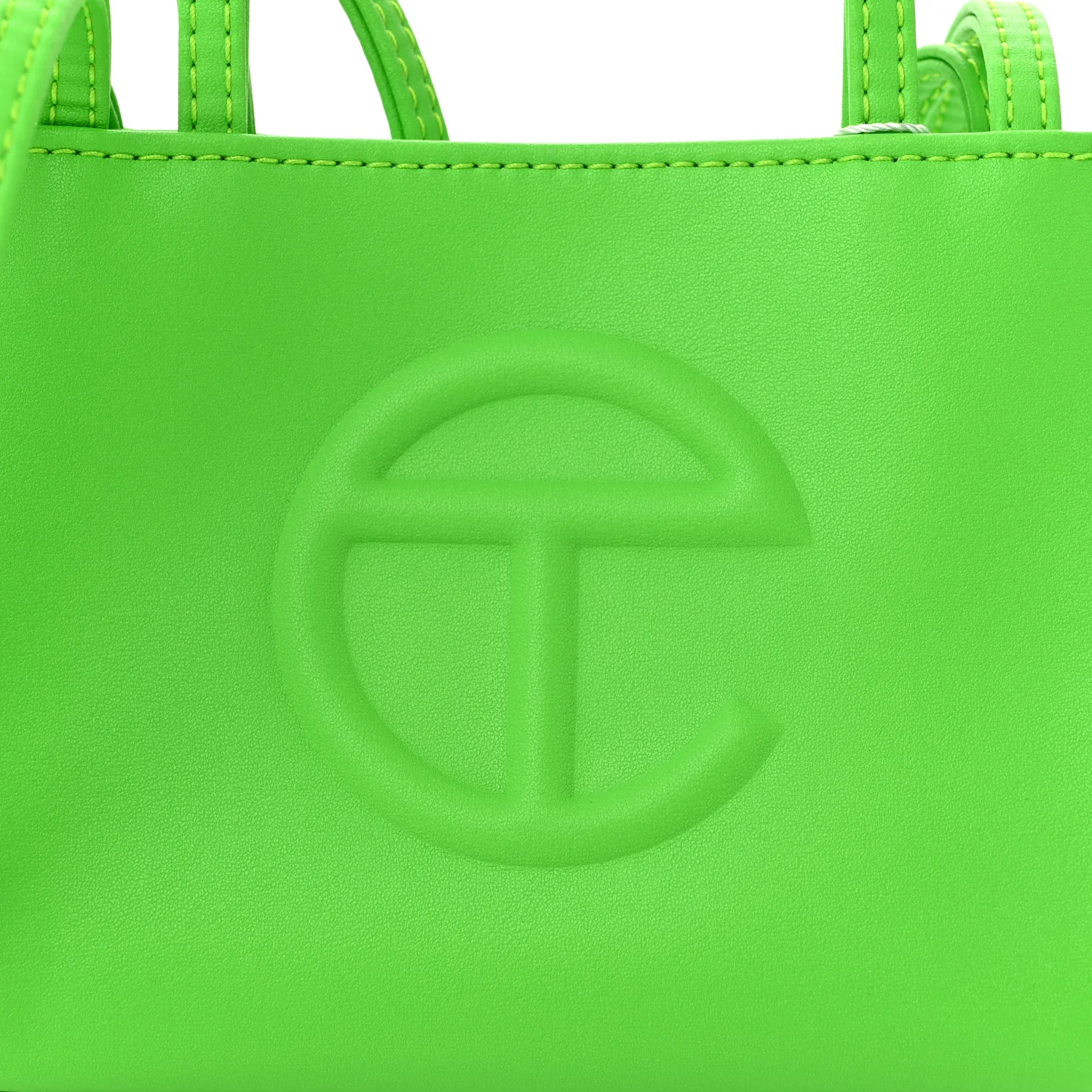 Vegan Leather Small Shopping Bag Highlighter Green - Top Club