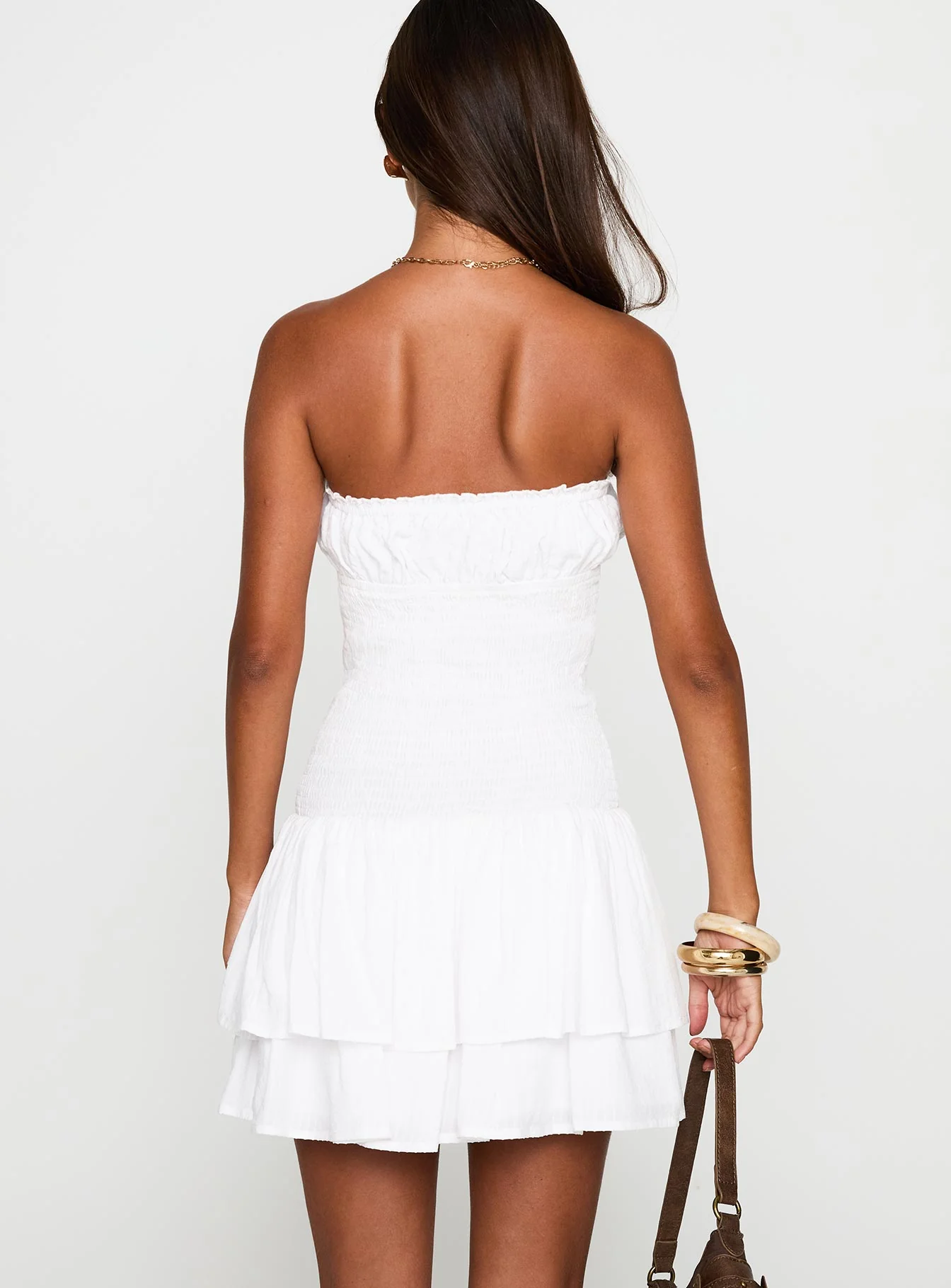 Delfie Strapless Mini Dress White