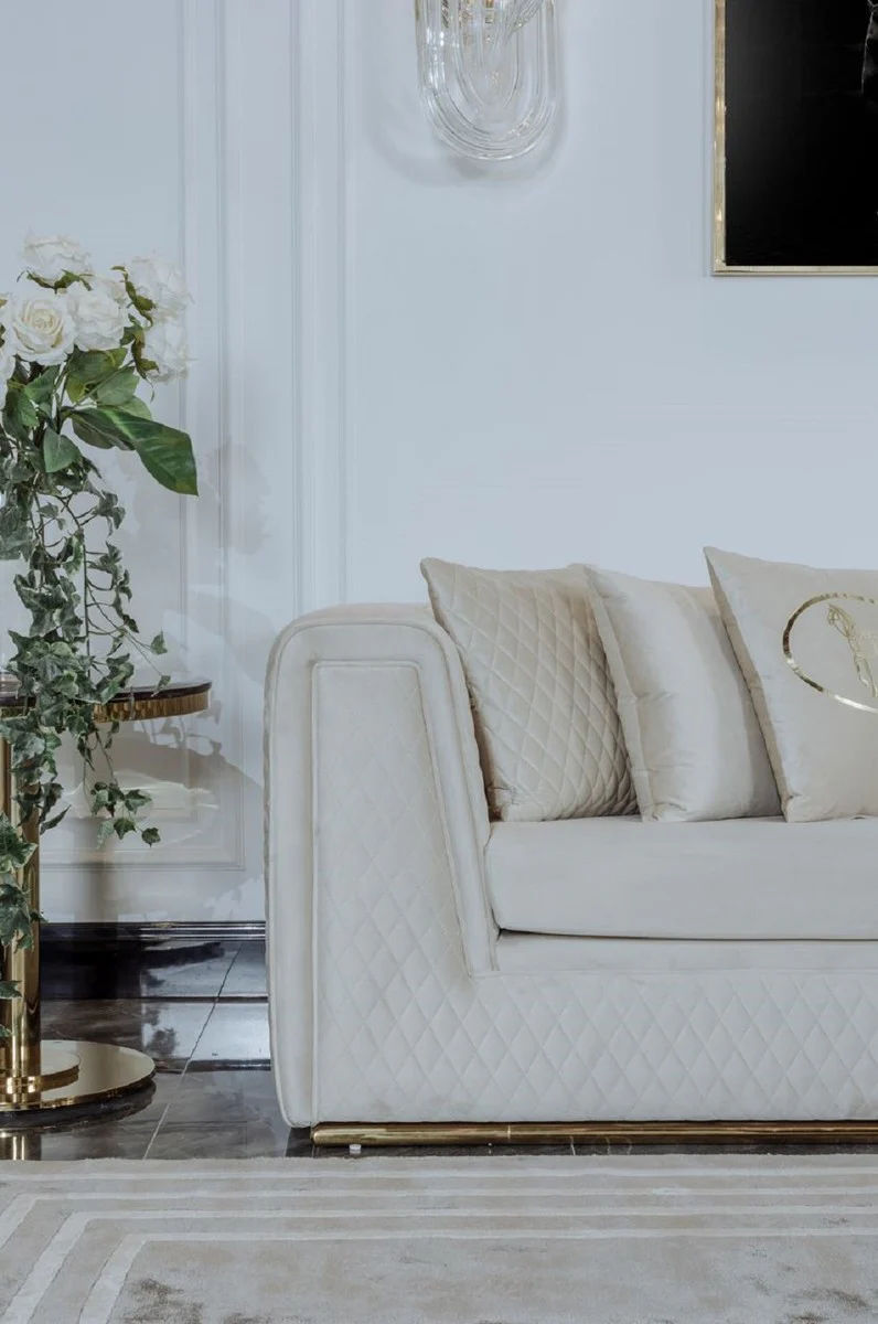 Luxury living room & hotel sofa cream / gold 260 cm