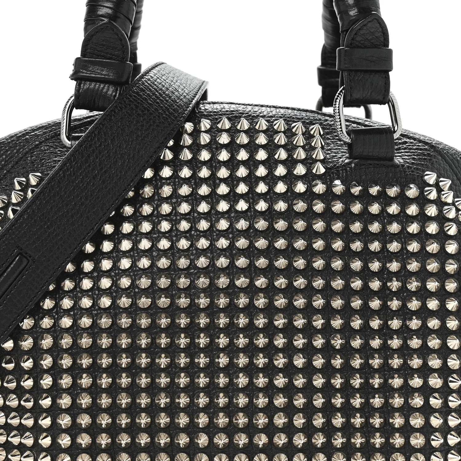 Grained Calfskin Studded Panettone Bowling Bag Black - Top Club