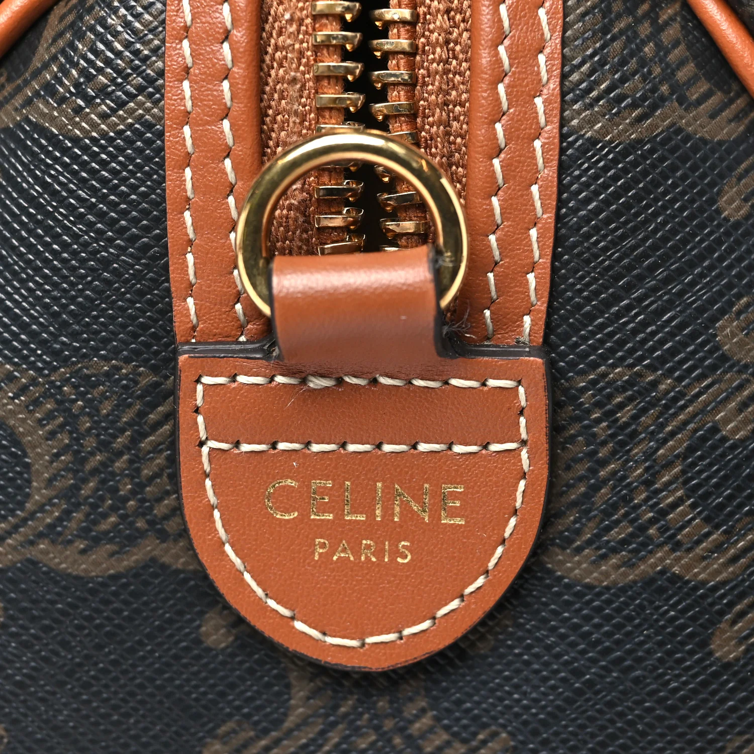 Triomphe Canvas Calfskin Small Boston Bag Tan - Top Club