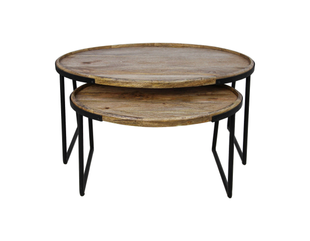Salontafel Ovaal (set van 2) Hout/Zwart