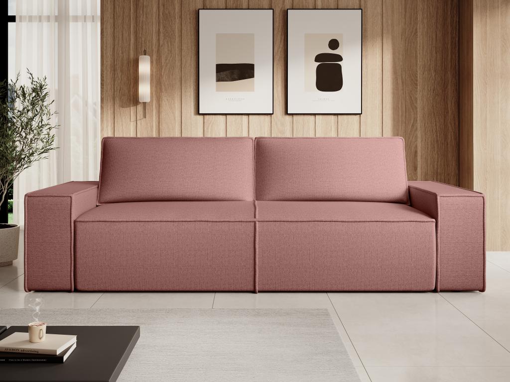 Sofá cama de 4 plazas de terciopelo terracota AMELIA
