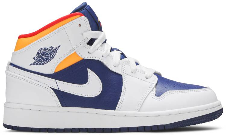 Air Jordan 1 Mid GS  White Deep Royal Blue  554725-131 - Sneaker Replica Workshop