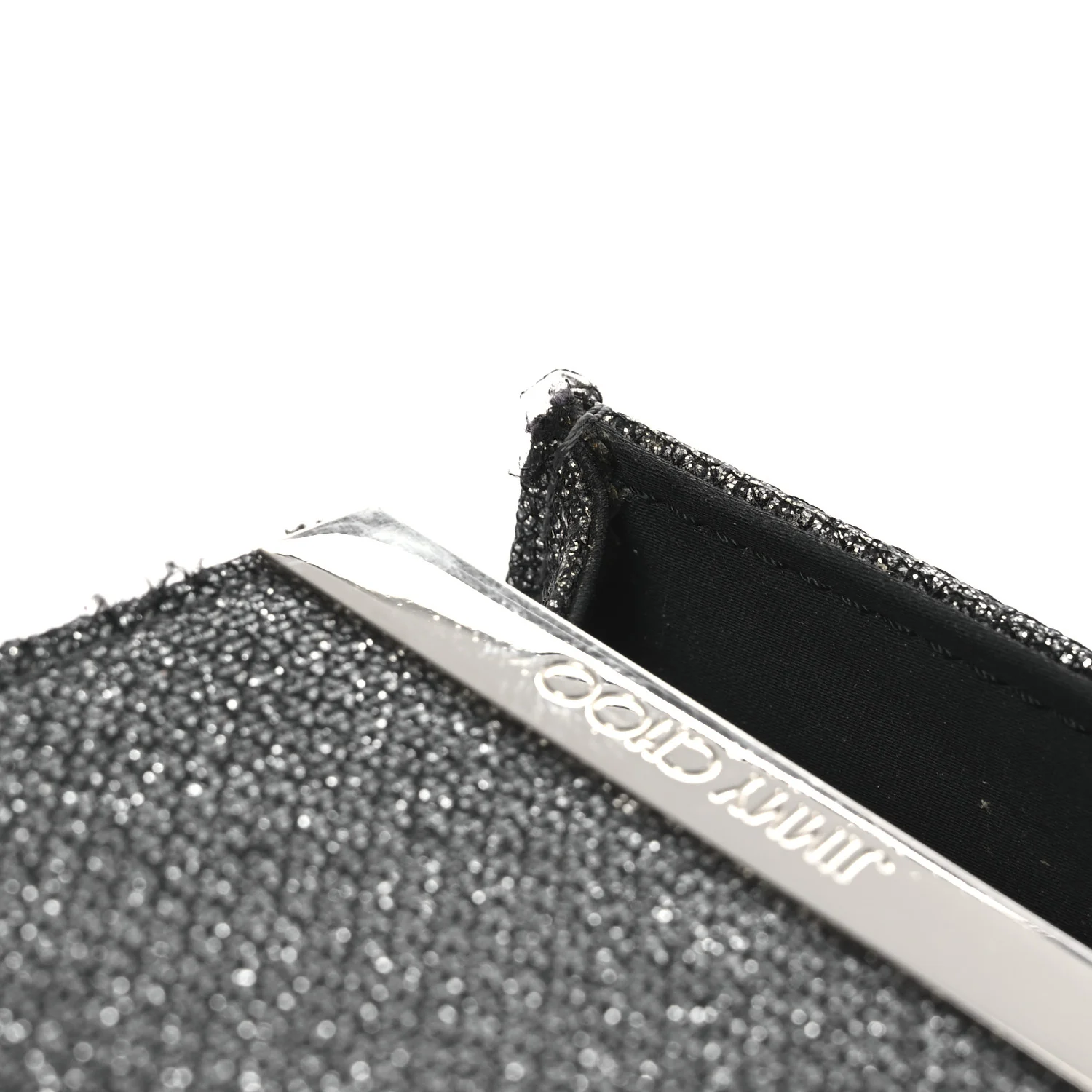 Glitter Fabric Erica Chain Clutch  Anthracite - Top Club