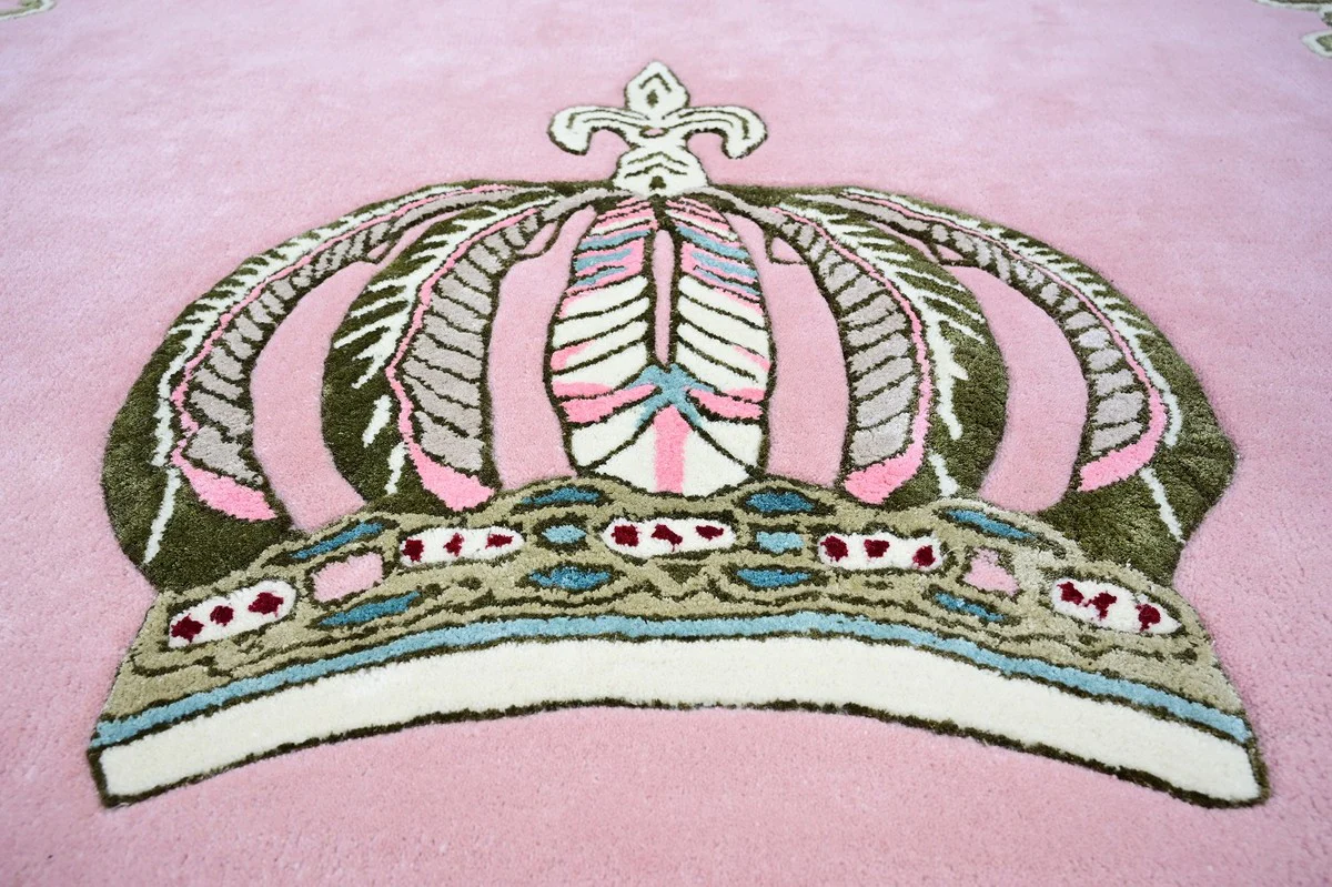Pompöös by Luxury Baroque Carpet Crown by Harald Glööckler Pink - Various Sizes