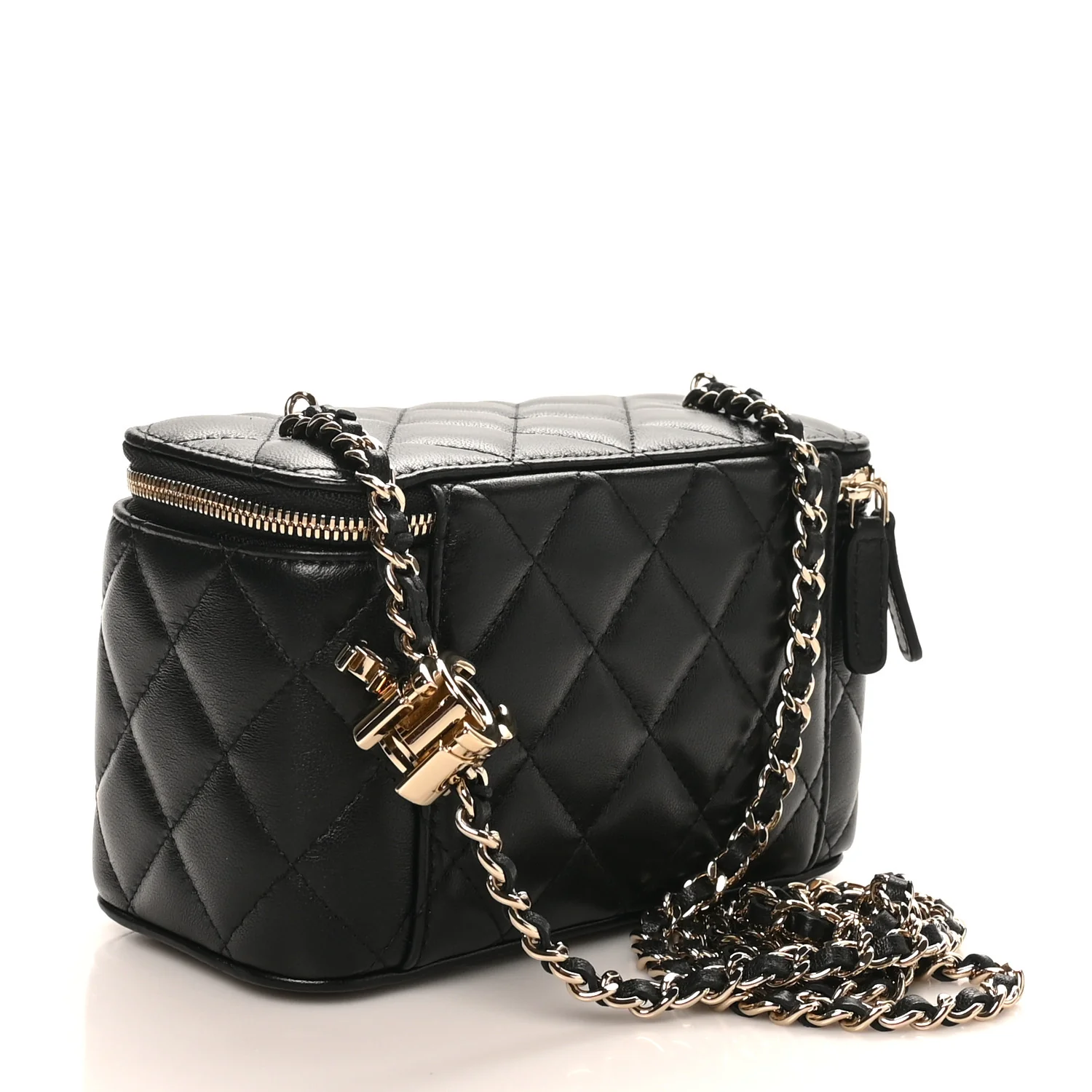 Lambskin Quilted Small CC Vanity Case Black - Top Club