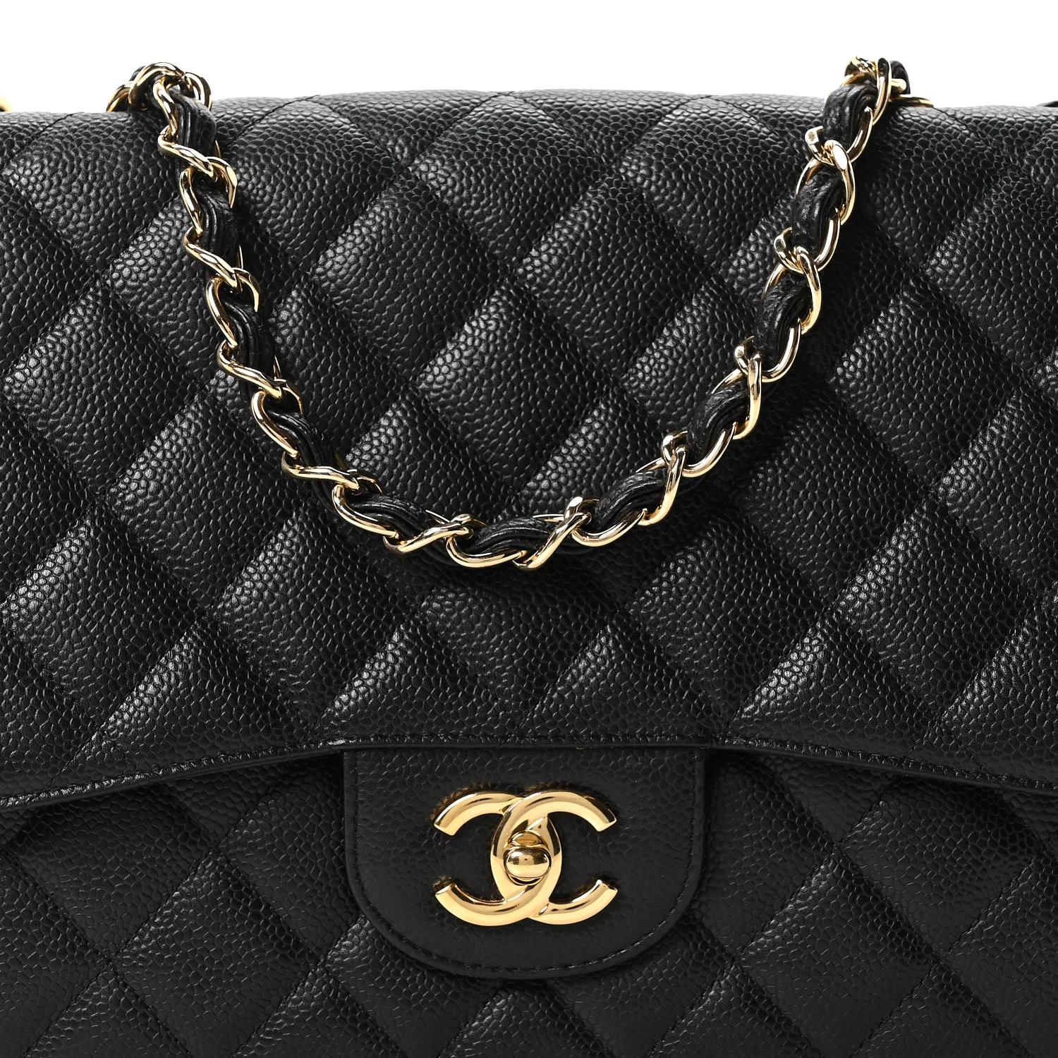 Caviar Quilted Jumbo Single Flap Black - Top Club