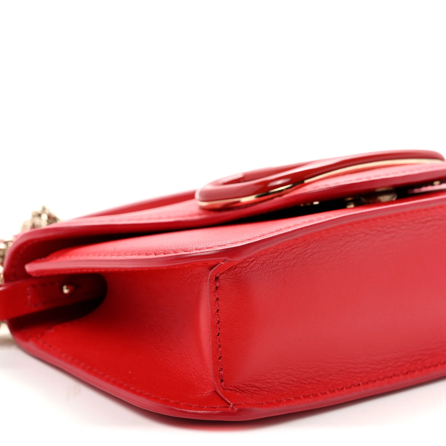 Calfskin Enamel Vlogo Small Loco Shoulder Bag Rouge Pur - Top Club