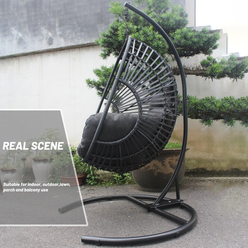 Hammock Wicker Swing Egg Chair Outdoor Backyard oder Indoor mit Stand Rain Cover enthalten