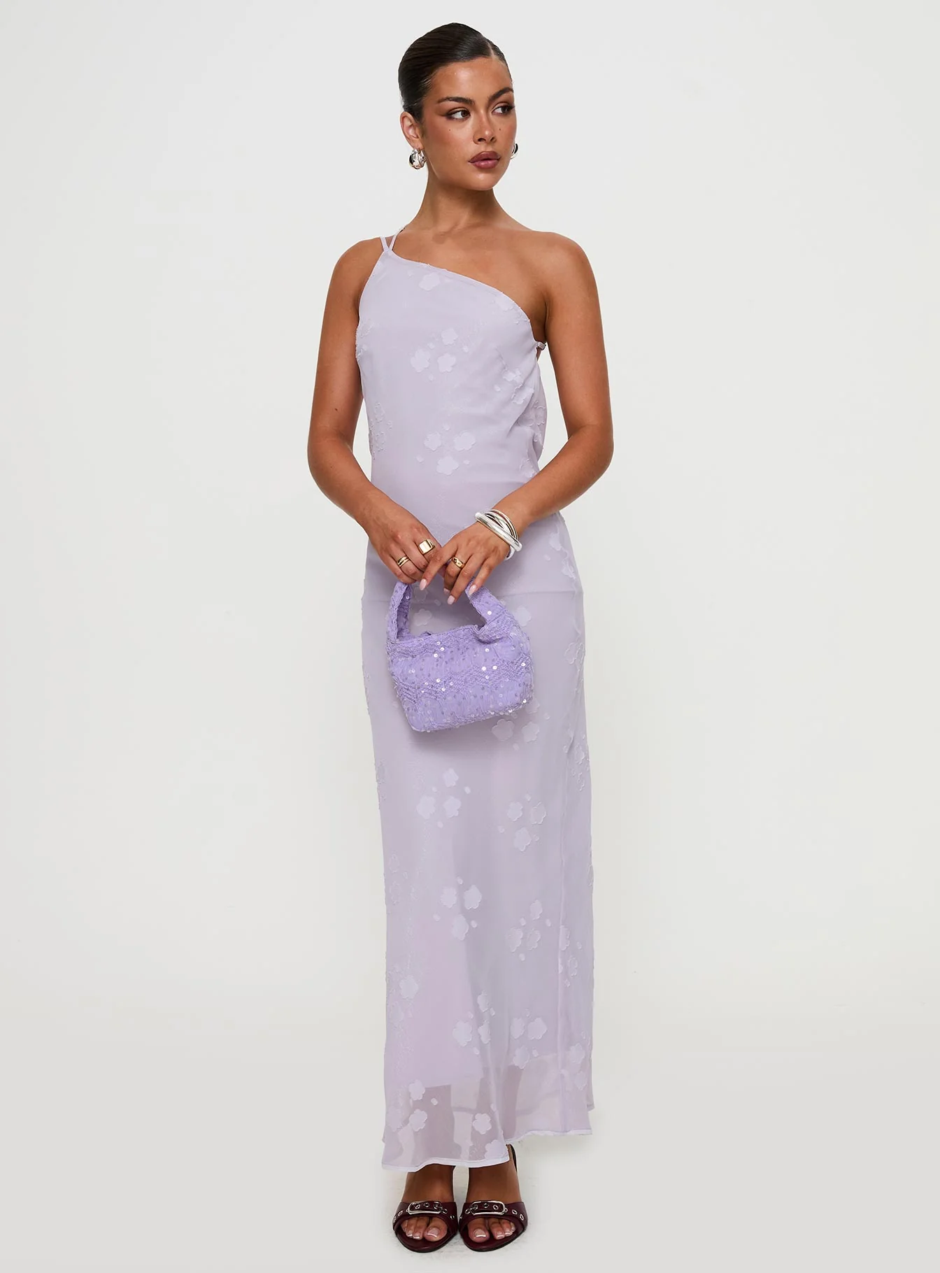 Jazmira One Shoulder Maxi Dress Lilac