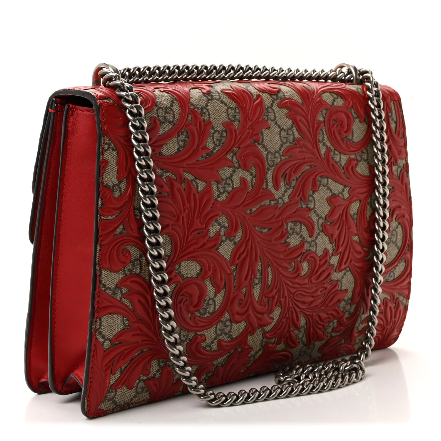 GG Supreme Monogram Arabesque Medium Dionysus Shoulder Bag Hibiscus Red - Top Club