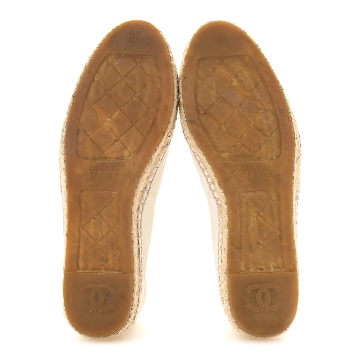 Lambskin CC Espadrilles 38 White Black - Top Club
