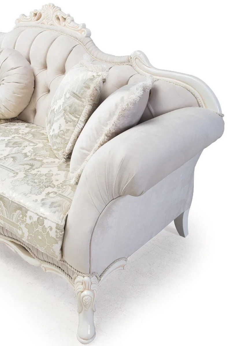 Luxury baroque living room set light pink / white / beige - 2 sofas & 2 armchairs & 1 coffee table - magnificent living room furniture in baroque style
