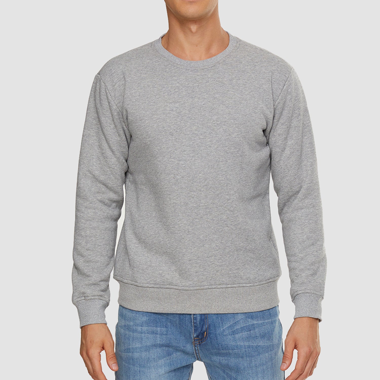Men's Fleece Lined Sweatshirts Pullover Basic Tops Warm Crewneck Winter Sweater Underwear