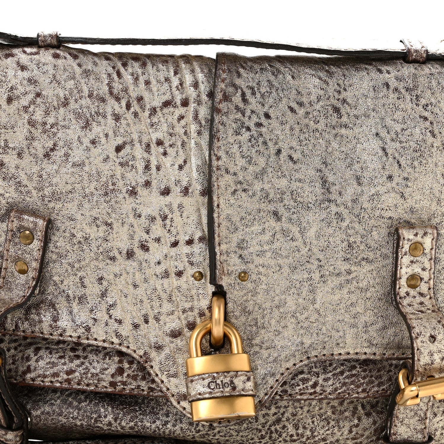 Metallic Pebbled Lambskin Paddington Satchel Grey - Top Club