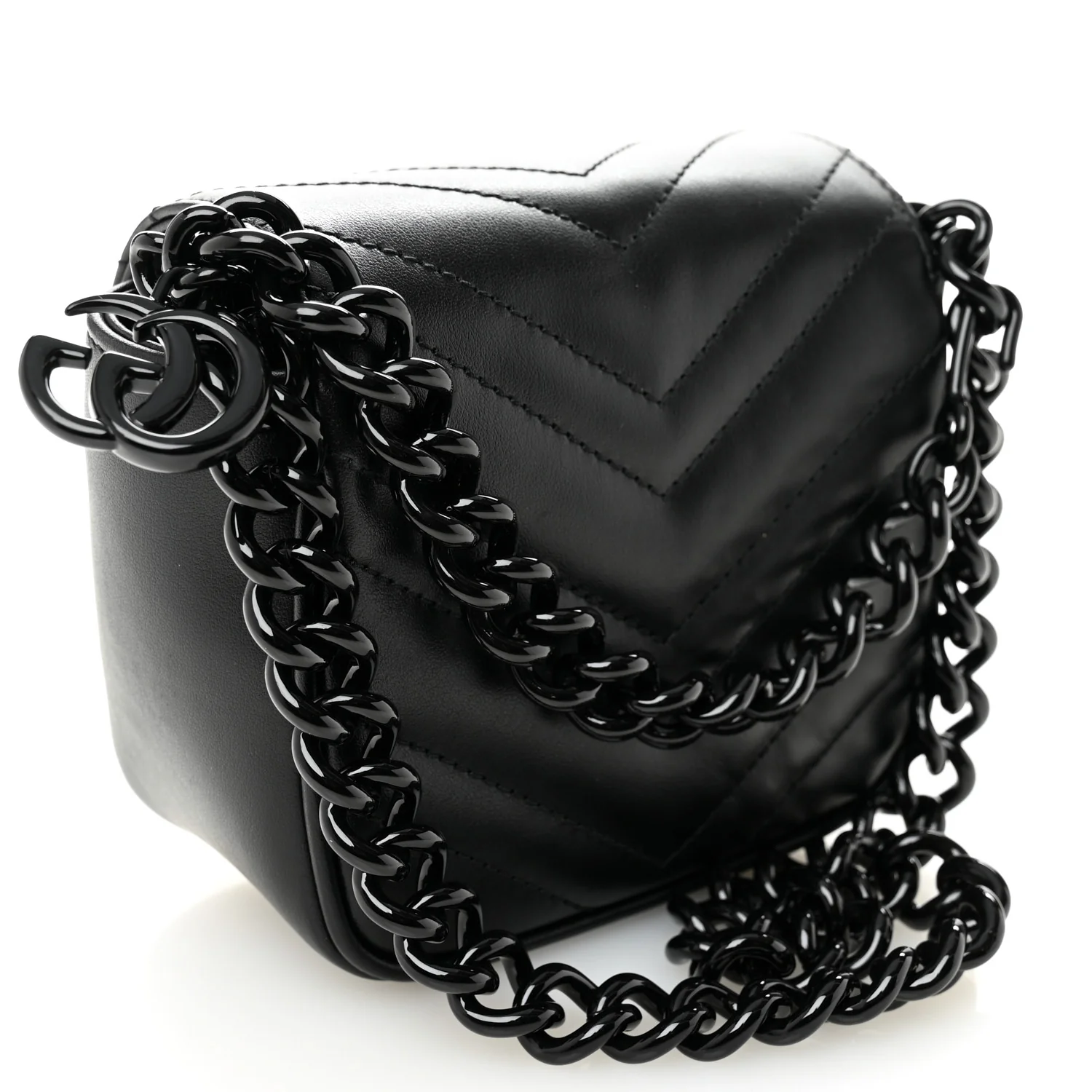 Calfskin Matelasse Monochrome GG Marmont Chain Mini Belt Bag Black - Top Club