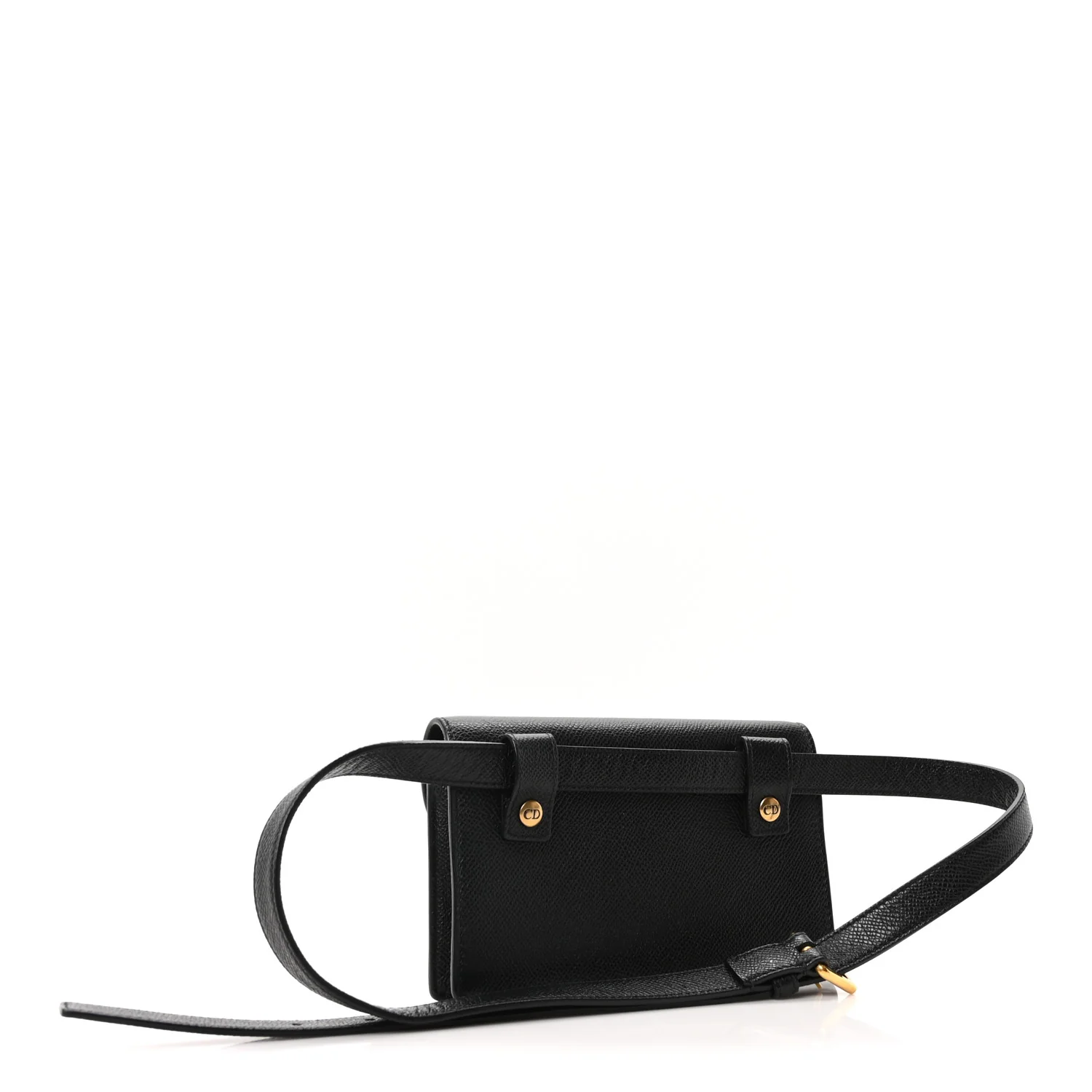 Grained Calfskin Saddle Belt Bag Black - Top Club