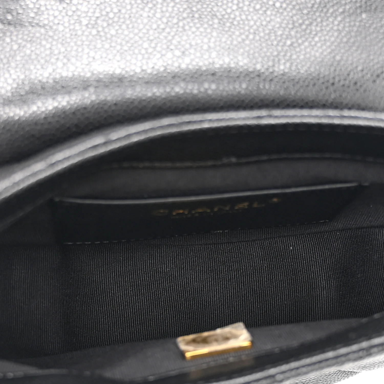 Caviar Quilted Mini Messenger Flap Black - Top Club