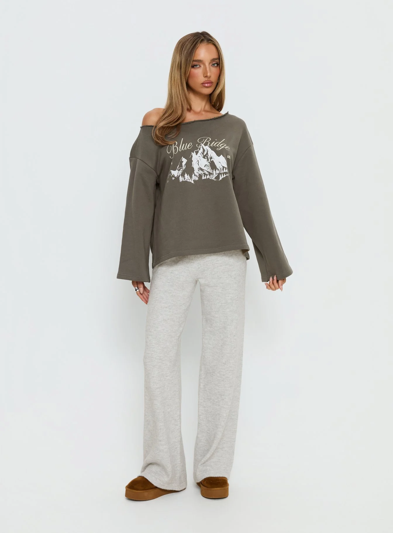 Bekki Wide Leg Knit Pant Grey Marle