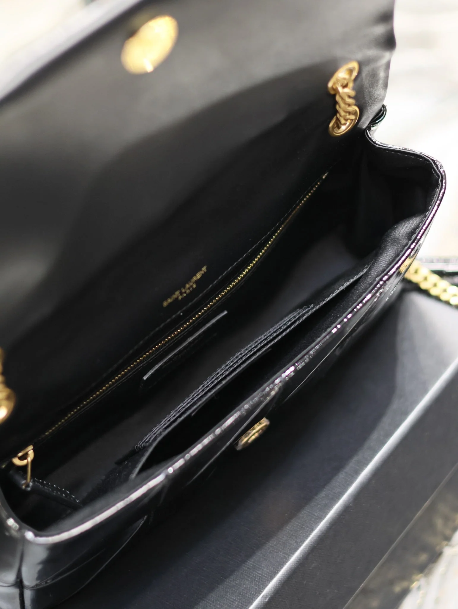 YSL Jaime Patent Black Bag - 25x15x7.5cm - Top Club