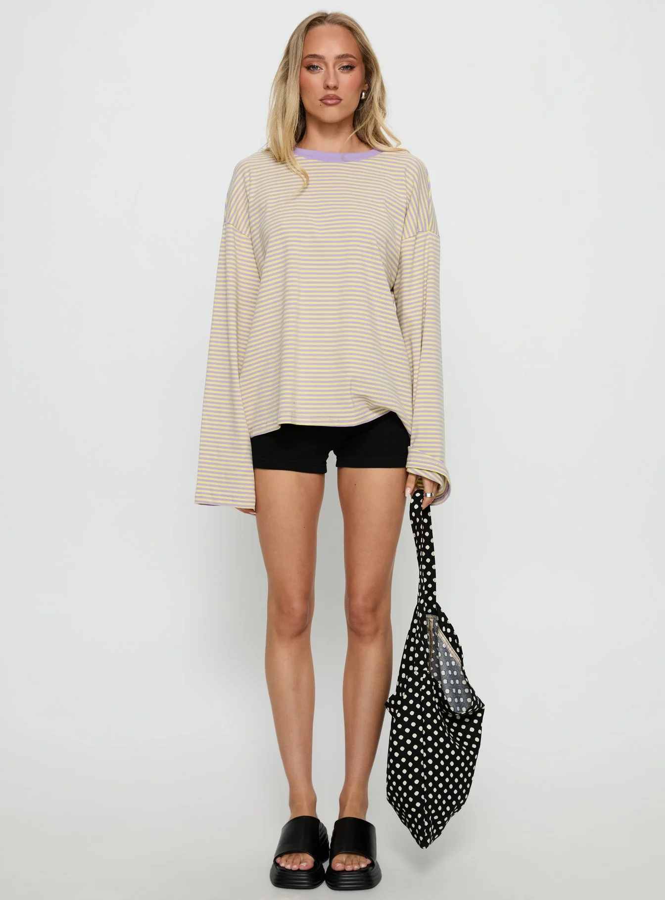 Settle Down Long Sleeve Top Lilac / Lemon Stripe