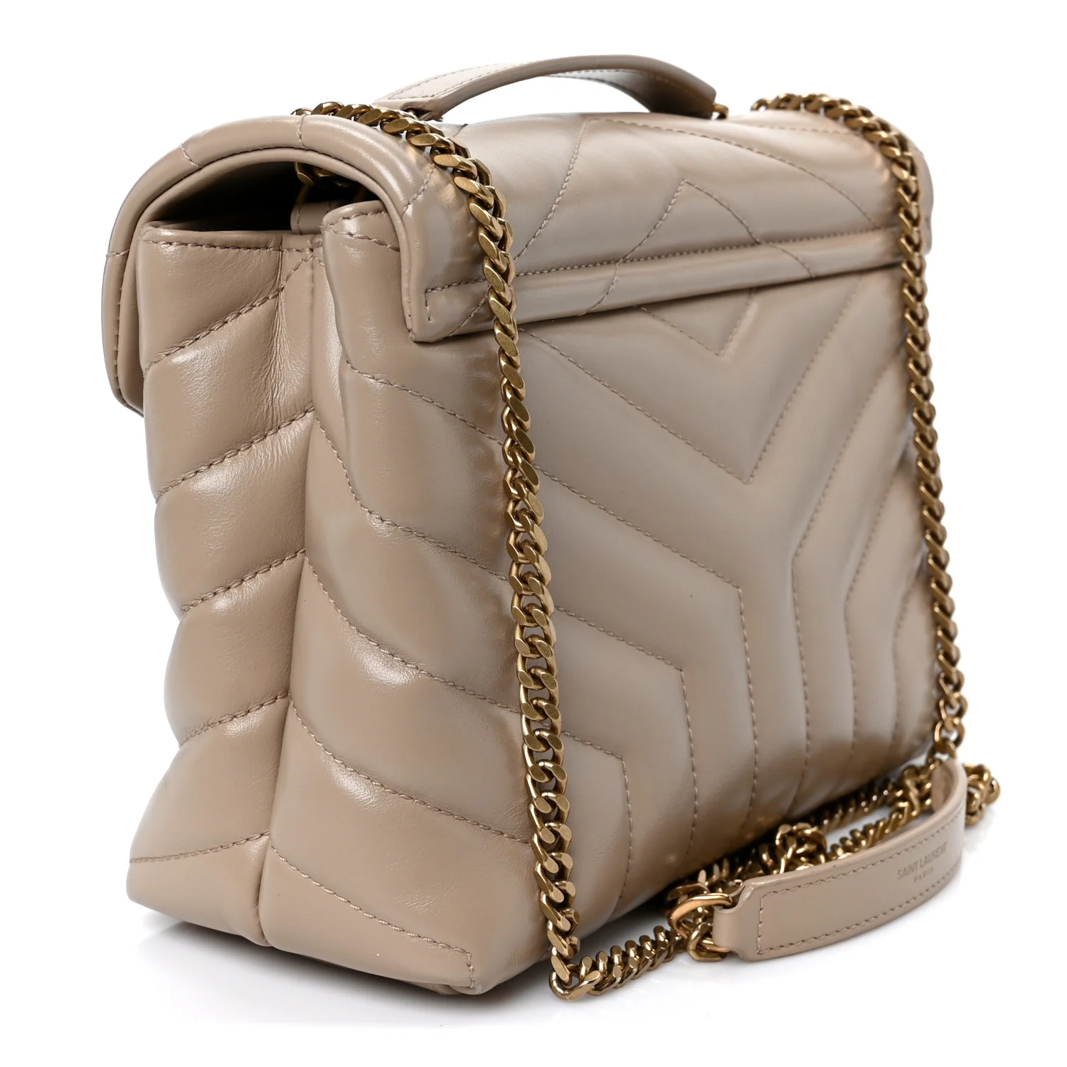 Calfskin Y Quilted Monogram Small Loulou Chain Satchel Dark Beige - Top Club