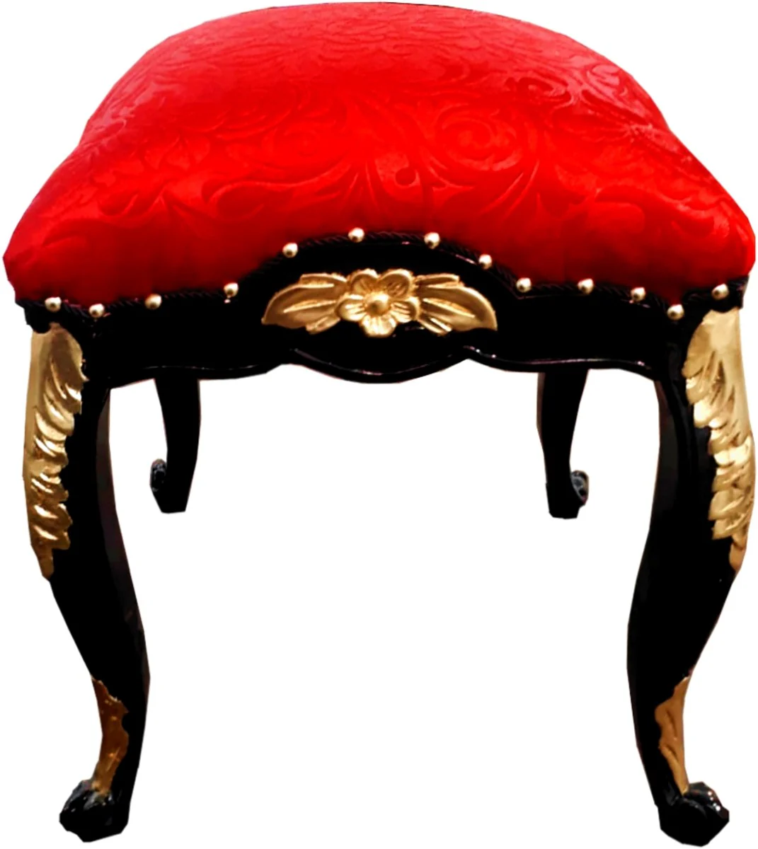 Pompöös by Luxus Baroque Stool Square Red Pattern / Black / Gold - Pompööser Baroque Stool designed by Harald Glööckler