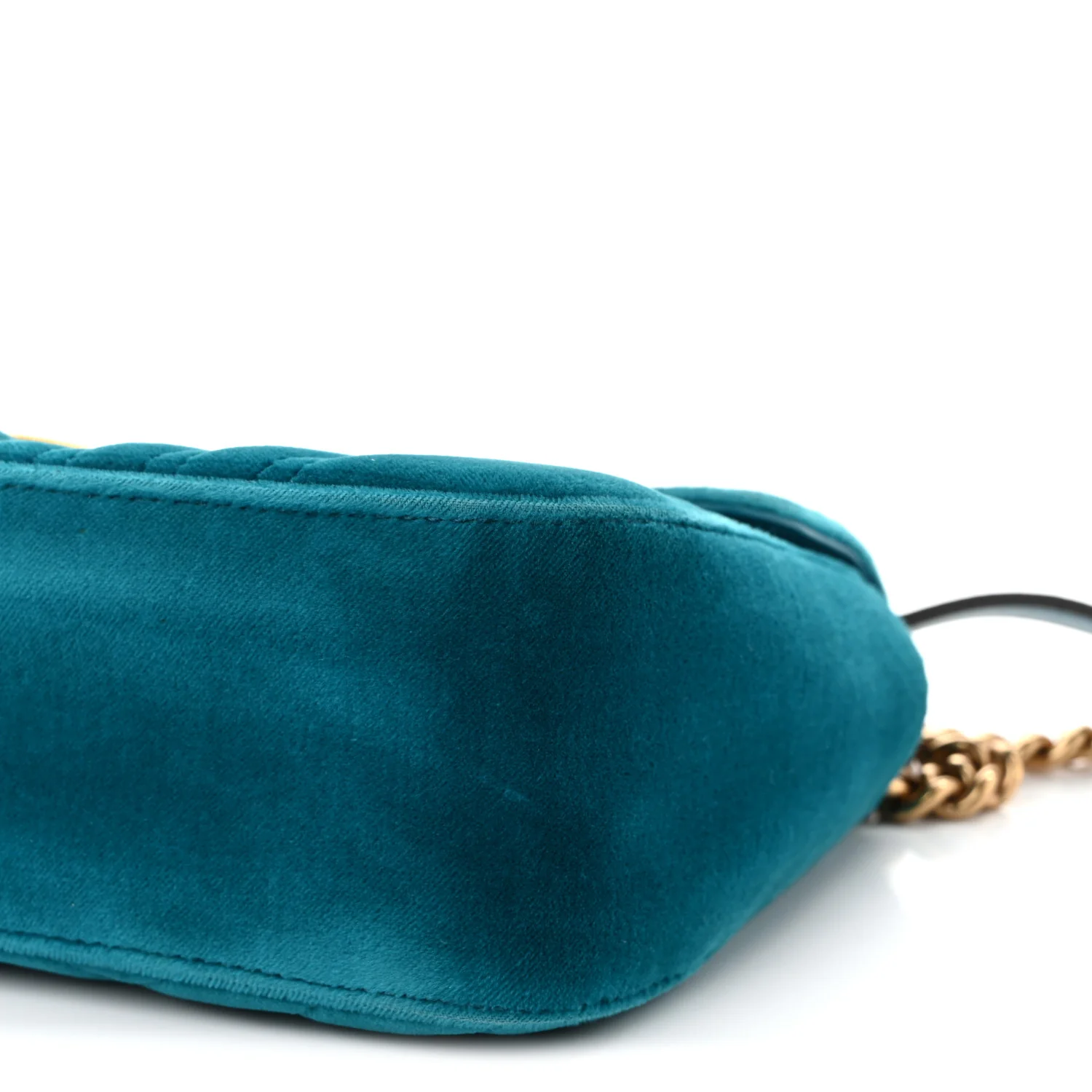 Velvet Matelasse Small GG Marmont Shoulder Bag Pavone Cyan - Top Club