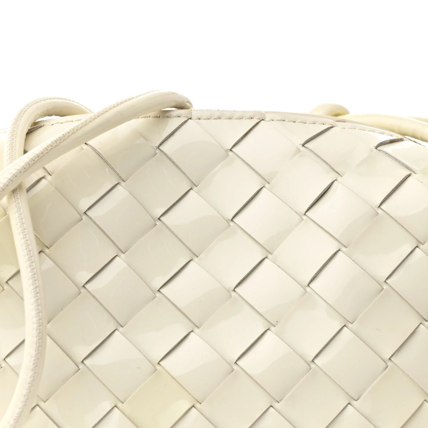 Patent Nappa Intrecciato Mini Loop Camera Bag White - Top Club