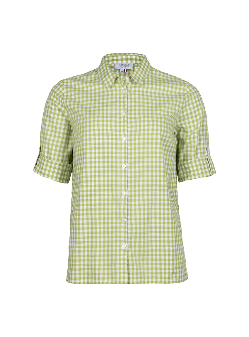 Chemise femme en coton vichy vert anis