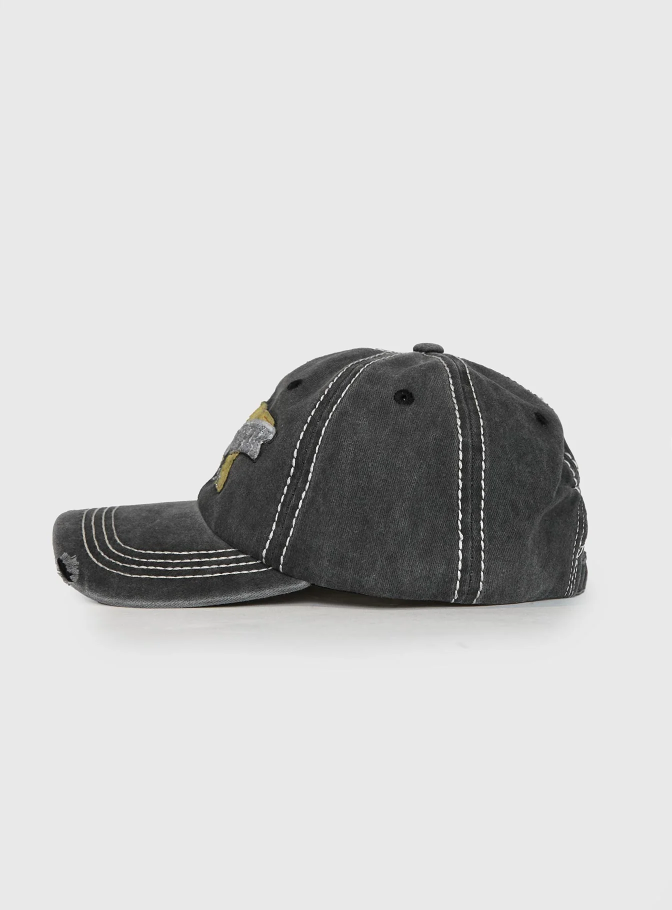 Back To Back Distressed Cap Black