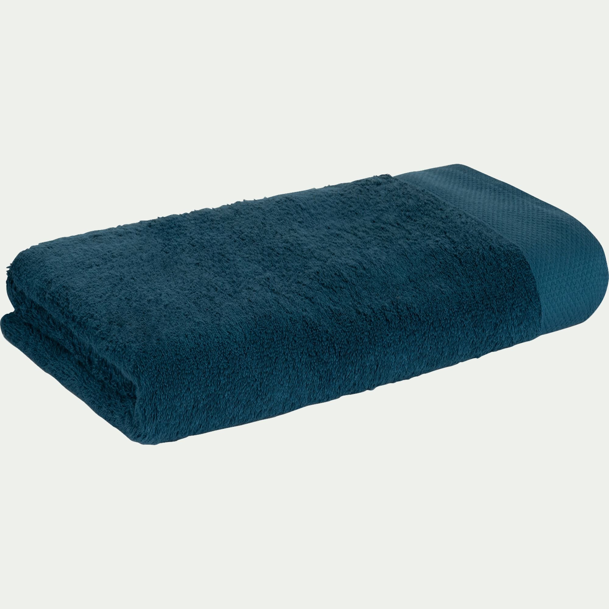 AZUR - Drap de douche en coton peigné - bleu figuerolles 70x140cm