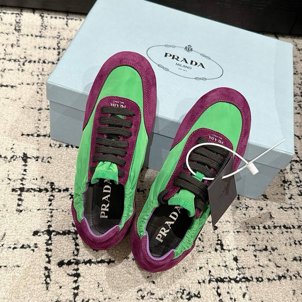 PRADA Collapse Re-Nylon and suede elasticized sneakers - Top Club