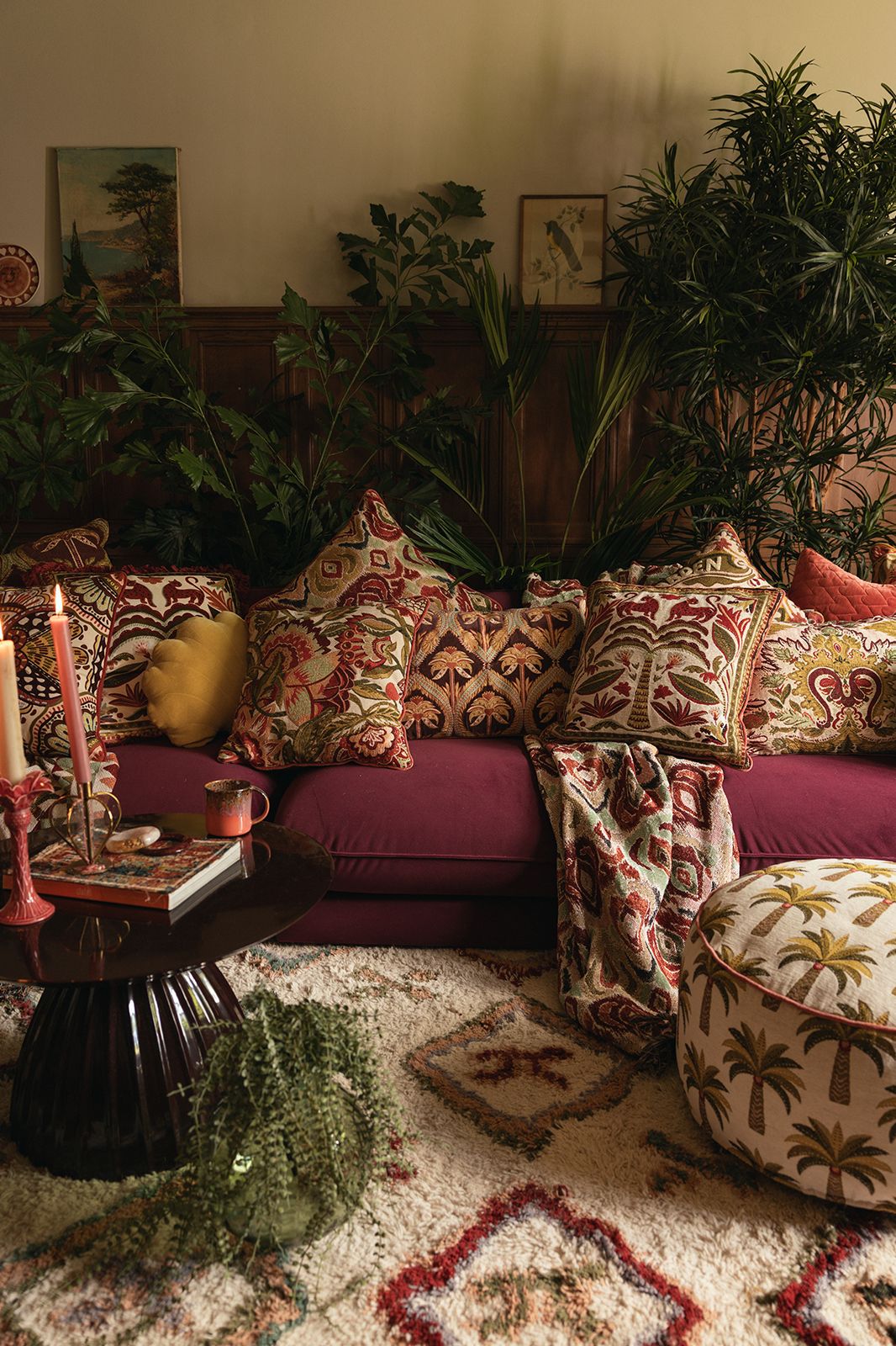 Multicolour poef met palmboom